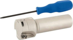 Iscar - 1-1/2" Cut Diam, 0.394" Max Depth of Cut, 1" Shank Diam, 4" OAL, Indexable Square Shoulder End Mill - Weldon Shank, 90° Lead Angle, Series Heli2000 - Apex Tool & Supply