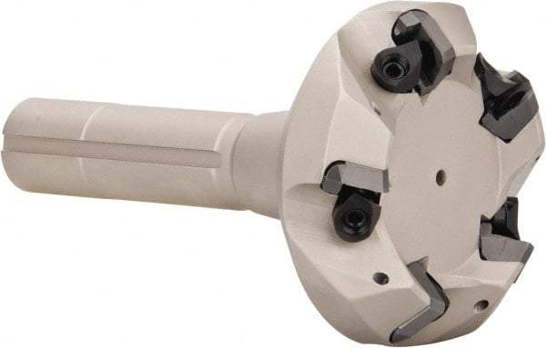 Iscar - 45° Lead Angle, 81.2mm Max Cut Diam, 63mm Min Cut Diam, 6.5mm Max Depth of Cut, Indexable Chamfer and Angle End Mill - 5 Inserts, SE.N/R 12.. Insert Style, 140mm Overall Length, Taper Shank - Apex Tool & Supply