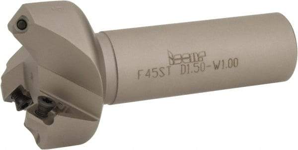 Iscar - 45° Lead Angle, 2" Max Cut Diam, 1-1/2" Min Cut Diam, 0.26" Max Depth of Cut, Indexable Chamfer and Angle End Mill - 3 Inserts, SE.. 1204, SE.. 12T3.. Insert Style, 4" Overall Length, Straight Shank - Apex Tool & Supply