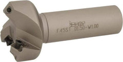 Iscar - 45° Lead Angle, 2" Max Cut Diam, 1-1/2" Min Cut Diam, 0.26" Max Depth of Cut, Indexable Chamfer and Angle End Mill - 3 Inserts, SE.. 1204, SE.. 12T3.. Insert Style, 4" Overall Length, Straight Shank - Apex Tool & Supply