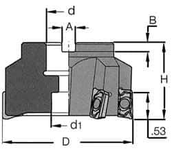 Iscar - 9 Inserts, 5" Cut Diam, 1-1/2" Arbor Diam, 0.56" Max Depth of Cut, Indexable Square-Shoulder Face Mill - 0/90° Lead Angle, 2.38" High, HM 90 ADKT 1505... Insert Compatibility, Series HM90 - Apex Tool & Supply