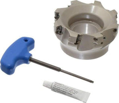 Iscar - 8 Inserts, 4" Cut Diam, 1-1/2" Arbor Diam, 0.56" Max Depth of Cut, Indexable Square-Shoulder Face Mill - 0/90° Lead Angle, 2" High, AD..1505.. & HM90 AD..1505.. Insert Compatibility, Series HM90 - Apex Tool & Supply