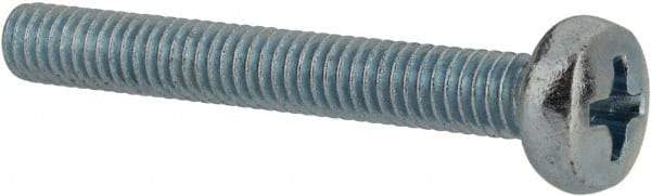 Value Collection - M4x0.70, 30mm Length Under Head Phillips Drive Machine Screw - Pan Head, Grade 4.8 Steel, Zinc-Plated Finish, Without Washer - Apex Tool & Supply