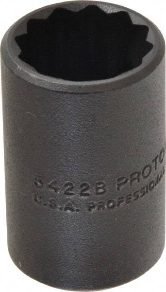 Proto - 11/16", 1/2" Drive, Standard Hand Socket - 12 Points, 1-1/2" OAL, Alloy Steel, Black Finish - Apex Tool & Supply
