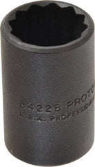 Proto - 11/16", 1/2" Drive, Standard Hand Socket - 12 Points, 1-1/2" OAL, Alloy Steel, Black Finish - Apex Tool & Supply