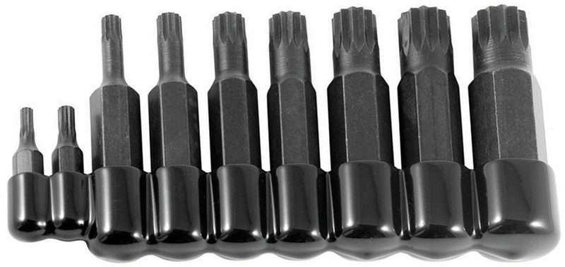 9 Piece - 4 and 5mm Bit have 5/16" Hex Drive - 6; 8; 10 and 12mm Bit have 1/2" Hex Drive - 14 and 16mm Bit have 5/8" Hex Drive - 18mm Bit has a 3/4" Hex Drive - 12 Point - Triple Square Bit Set - Apex Tool & Supply