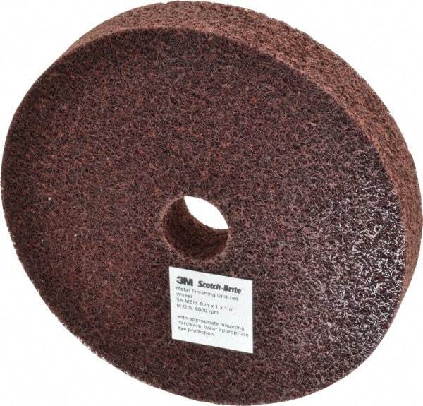 3M - 6" Diam, 1" Face Width, 1" Center Hole, Medium Grade, Aluminum Oxide Deburring Wheel - Unitized, Medium Density 5 Grade, 6,000 RPM - Apex Tool & Supply