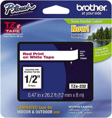 Brother - 1/2" Wide x 314.4" Long, White Plastic/Paper Tape Cassette - For Label Maker - Apex Tool & Supply