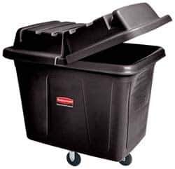 Rubbermaid - 400 Lb Load Capacity, 14 Cu Ft, Polyethylene Cube Truck - 31" Wide x 44-1/8" Long x 32-1/2" High, Black - Apex Tool & Supply