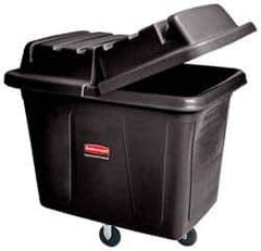 Rubbermaid - 600 Lb Load Capacity, 20 Cu Ft, Polyethylene Cube Truck - 34-1/8" Wide x 48" Long x 36-1/2" High, Black - Apex Tool & Supply