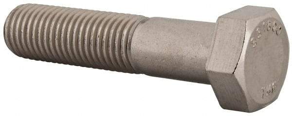 Value Collection - 7/8-9 UNC, 4" Length Under Head Hex Head Cap Screw - Fully Threaded, Grade 316 Stainless Steel, Uncoated, 1-5/16" Hex - Apex Tool & Supply