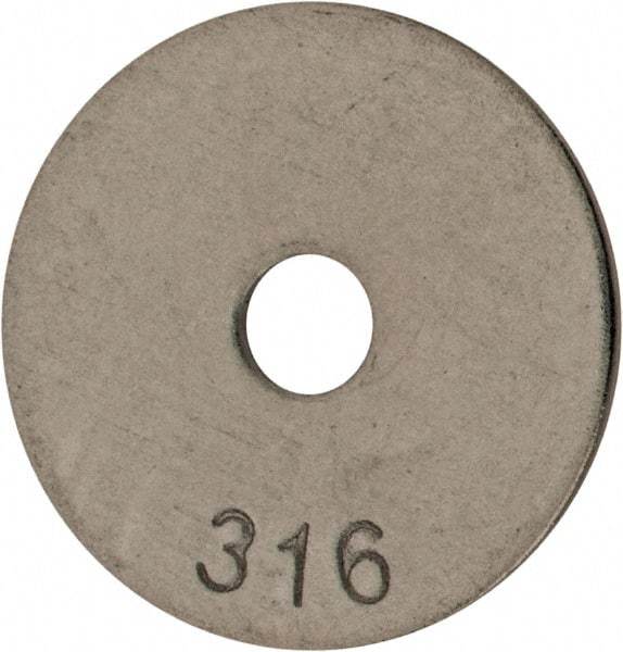 Value Collection - #10 Screw, Grade 316 Stainless Steel Fender Flat Washer - 13/64" ID x 1" OD, 0.04" Thick, Plain Finish - Apex Tool & Supply
