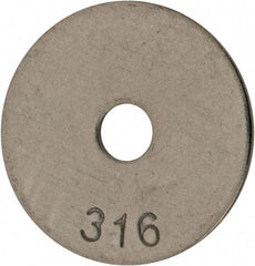 Value Collection - #10 Screw, Grade 316 Stainless Steel Fender Flat Washer - 13/64" ID x 1" OD, 0.04" Thick, Plain Finish - Apex Tool & Supply