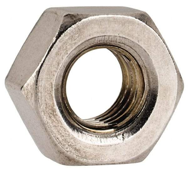 Value Collection - 1/4-28 UNF Stainless Steel Right Hand Hex Nut - 7/16" Across Flats, 3/16" High, Uncoated - Apex Tool & Supply
