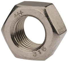 Value Collection - 7/16-20 UNF Stainless Steel Right Hand Hex Nut - 11/16" Across Flats, 3/8" High, Uncoated - Apex Tool & Supply