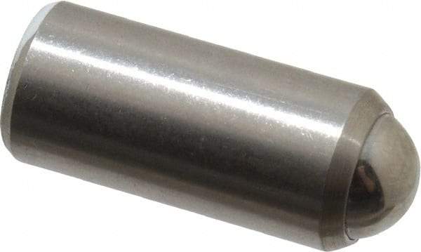 Gibraltar - 11/16" Body Length x 5/16" Body Diam, 2 Lb Init to 5 Lb Final End Force, Stainless Steel Press Fit Ball Plunger - 1/4" Ball Diam, 0.09" Max Ball Reach, +0.0010; +0.0020" Tolerance - Apex Tool & Supply