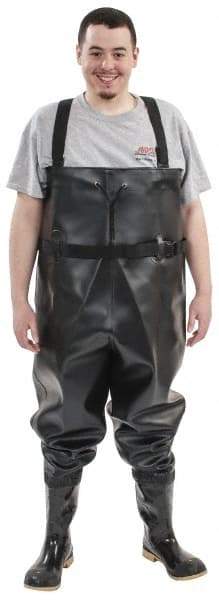 Dunlop Protective Footwear - Men's Size 12 Medium Width Steel Wader - Black, PVC Upper, 56-3/5" High, Cold Protection, Non-Slip, Waterproof - Apex Tool & Supply