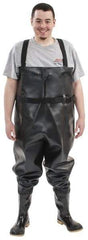 Dunlop Protective Footwear - Men's Size 12 Medium Width Steel Wader - Black, PVC Upper, 56-3/5" High, Cold Protection, Non-Slip, Waterproof - Apex Tool & Supply