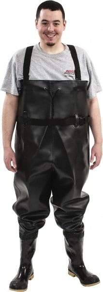 Dunlop Protective Footwear - Men's Size 13 Medium Width Steel Wader - Black, PVC Upper, 56-3/5" High, Cold Protection, Non-Slip, Waterproof - Apex Tool & Supply