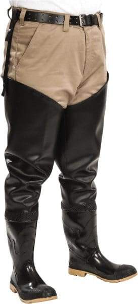 Dunlop Protective Footwear - Men's Size 9 Medium Width Steel Wader - Black, PVC Upper, 35" High, Cold Protection, Non-Slip, Waterproof - Apex Tool & Supply