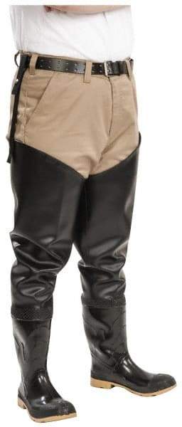 Dunlop Protective Footwear - Men's Size 10 Medium Width Steel Wader - Black, PVC Upper, 35" High, Cold Protection, Non-Slip, Waterproof - Apex Tool & Supply