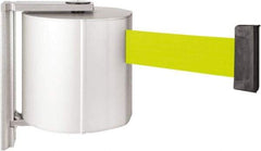 Lavi Industries - 8" High x 6-3/4" Long x 6-3/4" Wide Retractable Barrier Belt - Aluminum, Satin Chrome Finish, Satin Aluminum, Use with Wall Mount - Apex Tool & Supply