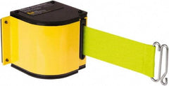 Lavi Industries - 3-1/2" High x 3-1/4" Long x 3-1/4" Wide Retractable Barrier Belt - Aluminum, Powdercoat Finish, Yellow, Use with Upright - Apex Tool & Supply