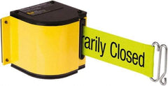 Lavi Industries - 3-1/2" High x 3-1/4" Long x 3-1/4" Wide Retractable Barrier Belt - Aluminum, Powdercoat Finish, Yellow, Use with Upright - Apex Tool & Supply