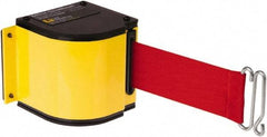 Lavi Industries - 3-1/2" High x 3-1/4" Long x 3-1/4" Wide Retractable Barrier Belt - Aluminum, Powdercoat Finish, Yellow, Use with Upright - Apex Tool & Supply
