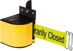 Lavi Industries - 3-1/2" High x 3-1/4" Long x 3-1/4" Wide Retractable Barrier Belt - Aluminum, Powdercoat Finish, Yellow, Use with Upright - Apex Tool & Supply