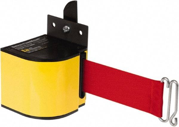 Lavi Industries - 3-1/2" High x 3-1/4" Long x 3-1/4" Wide Retractable Barrier Belt - Aluminum, Powdercoat Finish, Yellow, Use with Upright - Apex Tool & Supply