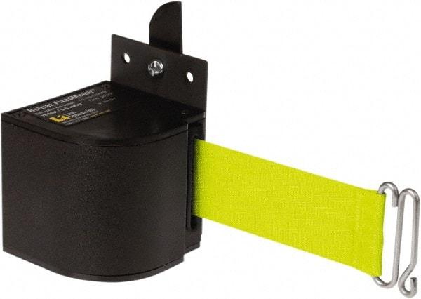 Lavi Industries - 3-1/2" High x 3-1/4" Long x 3-1/4" Wide Retractable Barrier Belt - Aluminum, Powdercoat Finish, Black, Use with Upright - Apex Tool & Supply