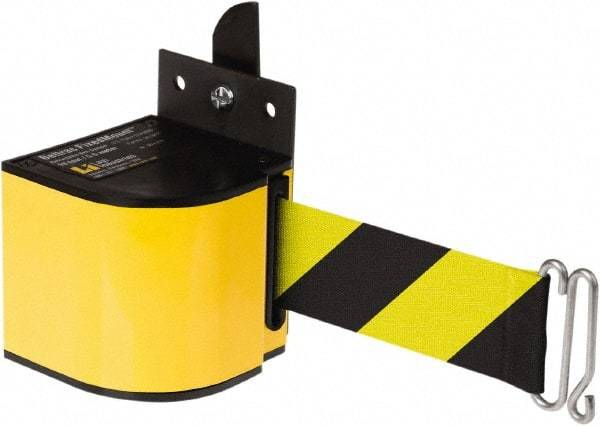 Lavi Industries - 3-1/2" High x 3-1/4" Long x 3-1/4" Wide Retractable Barrier Belt - Aluminum, Powdercoat Finish, Yellow, Use with Upright - Apex Tool & Supply