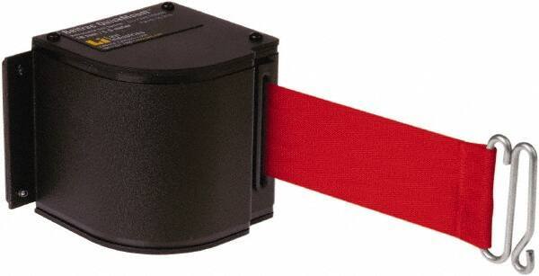 Lavi Industries - 3-1/2" High x 3-1/4" Long x 3-1/4" Wide Retractable Barrier Belt - Aluminum, Powdercoat Finish, Black, Use with Upright - Apex Tool & Supply