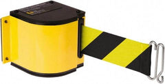Lavi Industries - 3-1/2" High x 3-1/4" Long x 3-1/4" Wide Retractable Barrier Belt - Aluminum, Powdercoat Finish, Yellow, Use with Upright - Apex Tool & Supply