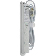 Leviton - 6 Outlets, 125 VAC15 Amps, 15' Cord, Surge Power Outlet Strip - Wall/Surface Mount, 5-20 NEMA Configuration, 1-1/4' Strip, UL 60601-1 - Apex Tool & Supply