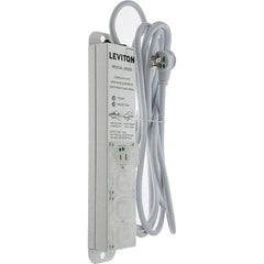 Leviton - 4 Outlets, 125 VAC15 Amps, 15' Cord, Surge Power Outlet Strip - Wall/Surface Mount, 5-20 NEMA Configuration, 1' Strip, UL 60601-1 - Apex Tool & Supply