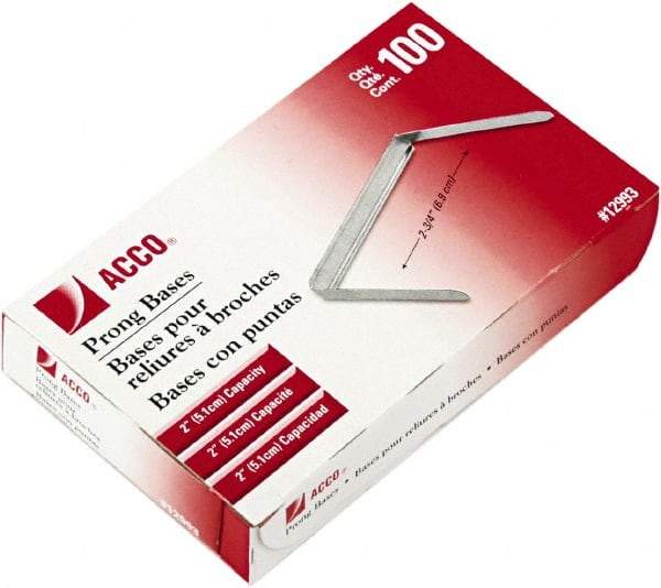 ACCO - 100 Piece Paper File Fasteners - 2" Long - Apex Tool & Supply