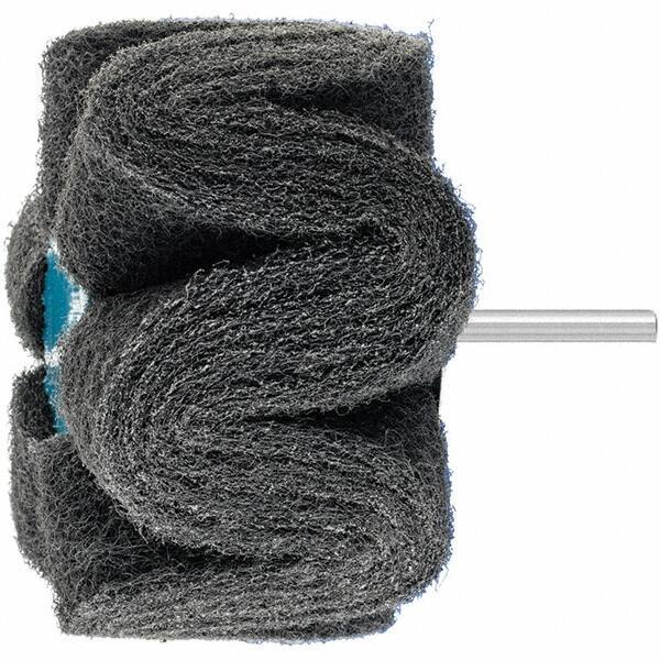 PFERD - 4" Diam x 2" Face Width, Silicon Carbide Nonwoven Mounted Flap Wheel - 1/4" Shank Mount, 280 Grit, 6,000 Max RPM - Apex Tool & Supply