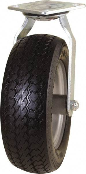 Marathon Industries - 10" Diam x 3-19/64" Wide x 12" OAH Top Plate Mount Swivel Caster - Polyurethane, 300 Lb Capacity, 4 x 4-1/2" Plate - Apex Tool & Supply