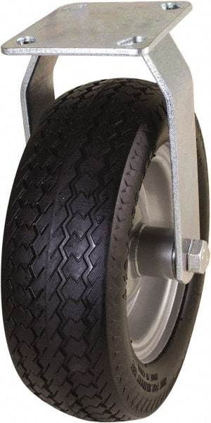 Marathon Industries - 10" Diam x 3-19/64" Wide x 12" OAH Top Plate Mount Rigid Caster - Polyurethane, 300 Lb Capacity, 4 x 4-1/2" Plate - Apex Tool & Supply