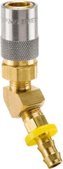 Parker - Nonthreaded Brass Hydraulic Hose Push-Lok Hose Barb Coupler & 45° Fitting - 200 psi, 6 GPM, 1/2" Hose Diam, Series Moldmate - Apex Tool & Supply