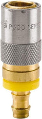 Parker - Nonthreaded Brass Hydraulic Hose Push-Lok Hose Barb Coupler & Straight Fitting - 200 psi, 6 GPM, 1/2" Hose Diam, Series Moldmate - Apex Tool & Supply