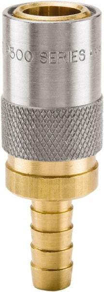 Parker - Nonthreaded Brass Hydraulic Hose Hose Barb Coupler & Straight Fitting - 200 psi, 3 GPM, 3/8" Hose Diam, Series Moldmate - Apex Tool & Supply