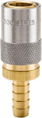 Parker - Nonthreaded Brass Hydraulic Hose Hose Barb Coupler & Straight Fitting - 200 psi, 3 GPM, 3/8" Hose Diam, Series Moldmate - Apex Tool & Supply