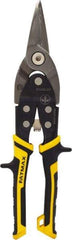 Stanley - 1-3/16" Length of Cut, Straight Pattern Aviation Snip - 10" OAL, Steel Handle, Hardened Steel Blade, 18 AWG Steel Capacity - Apex Tool & Supply