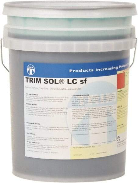 Master Fluid Solutions - Trim SOL LC sf, 5 Gal Pail Cutting & Grinding Fluid - Water Soluble, For Cutting, Grinding - Apex Tool & Supply