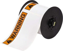 Brady - 6" Wide x 6" Long, Orange & Black on White Vinyl Tape - For BBP30 Label Printer, BBP33 Label Printer, BBP35 Multicolor Sign & Label Printer, BBP37 Color & Cut Sign & Label Printer, BradyPrinter S3100, BBP31 Sign & Label Printer - Apex Tool & Supply