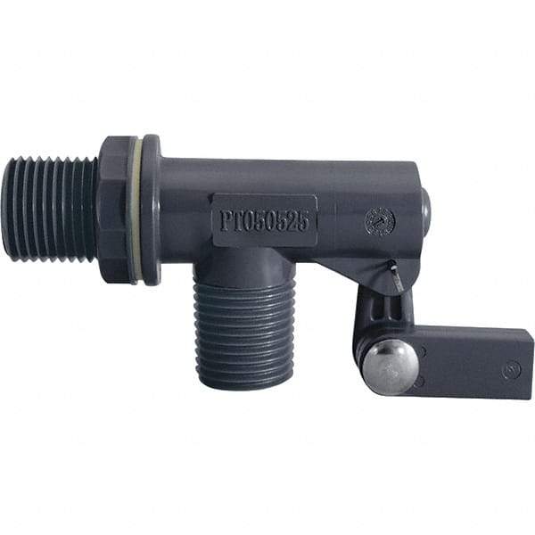 Control Devices - 1/2" Pipe, PVC, Angle Pattern-Single Seat, Mechanical Float Valve - 100 psi, MNPT End Connections - Apex Tool & Supply