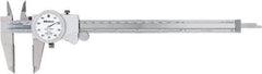 Mitutoyo - 0" to 8" Range, 0.001" Graduation, 0.1" per Revolution, Dial Caliper - White Face, 50mm Jaw Length - Apex Tool & Supply
